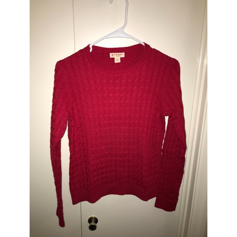 Brooks Brothers Red Fleece Size S Red Cable Knit Wool Sweater women's